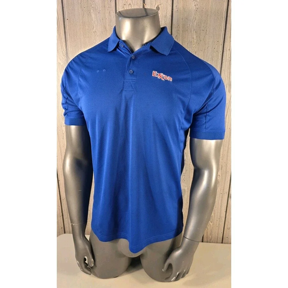 Exxon Mobil Oil Gas Station Employee Uniform Polo Shirt Size Medium